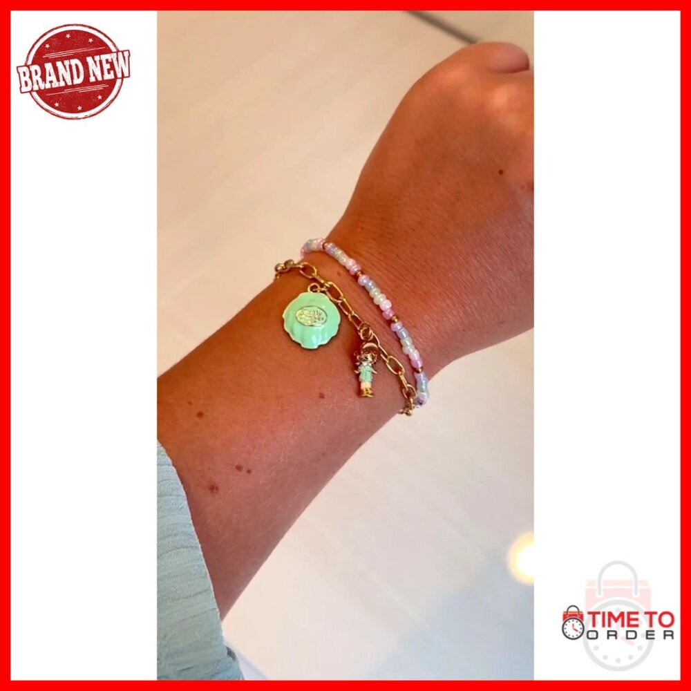 Double Strand Charm Bracelet Adjustable Fit Enamel Resin Charms Nostalgic Style - Picture 7 of 7